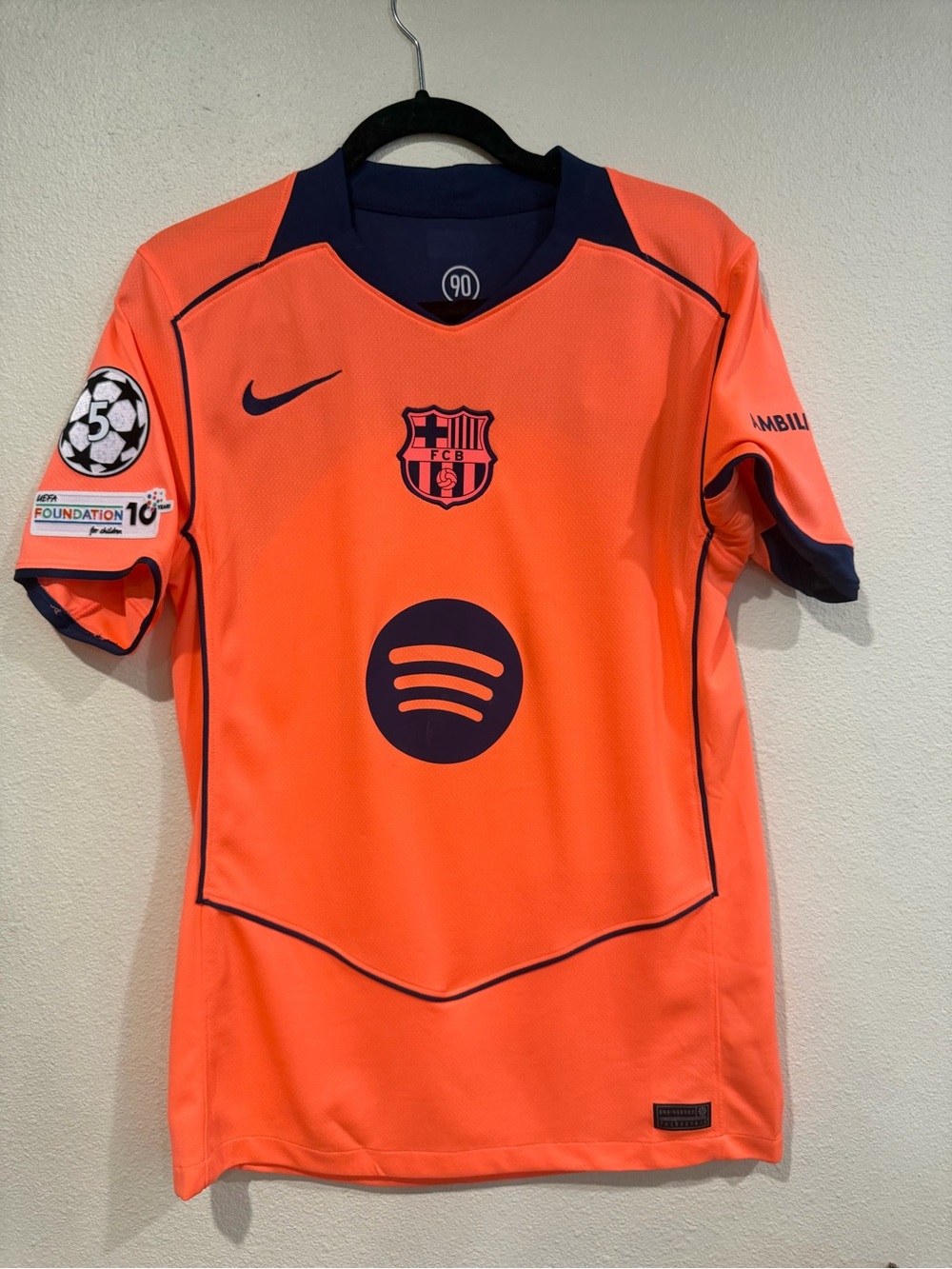Nike Kids Barcelona Bright Orange Soccer Jersey with Navy Accents